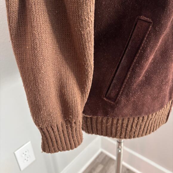 Vtg Repage Brown Suede Sweater Jacket Ladies XL Mens Medium Coat Grunge Retro - Picture 6 of 11
